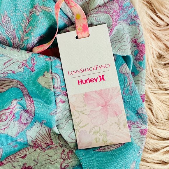 LOVESHACKFANCY X HURLEY UNDER THE SEA MERMAID METALLIC CROPPED BOMBER JACKET MD - Picture 11 of 11